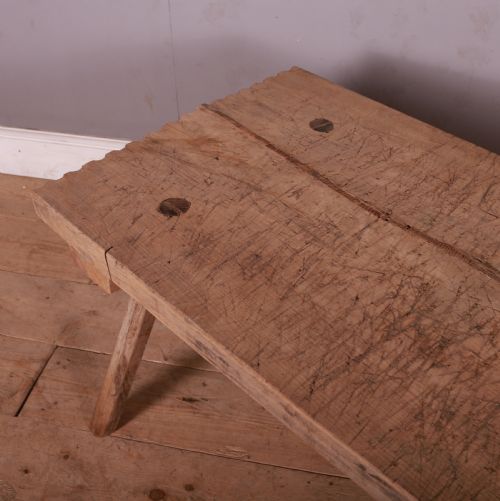 FRENCH SCRUBBED SYCAMORE AND ELM TRESTLE TABLE - ADDITIONAL PHOTO 3