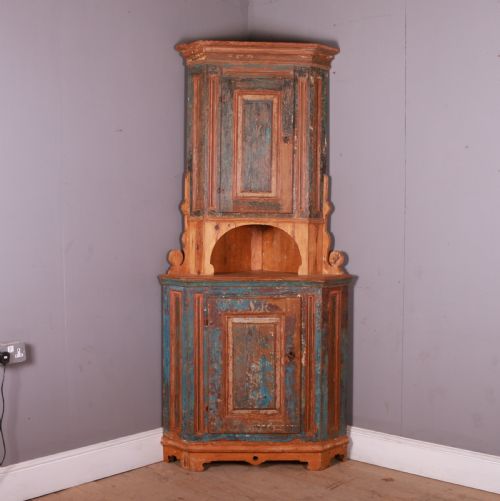 Original Painted Swedish Corner Cupboard