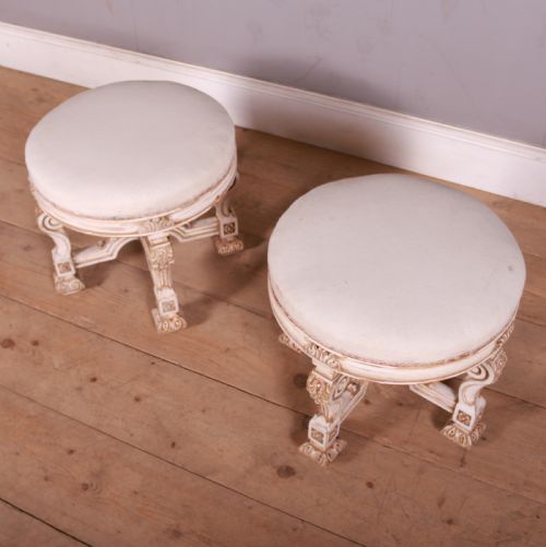 PAIR OF SWEDISH ORIGINAL PAINTED STOOLS - ADDITIONAL PHOTO 5