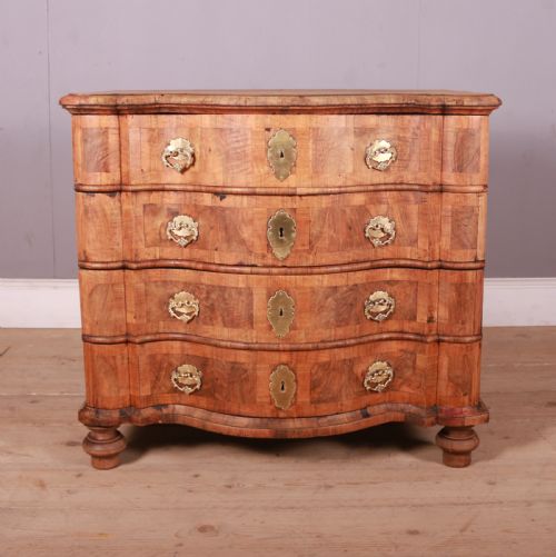 Dutch Elm and Walnut Serpentine Commode