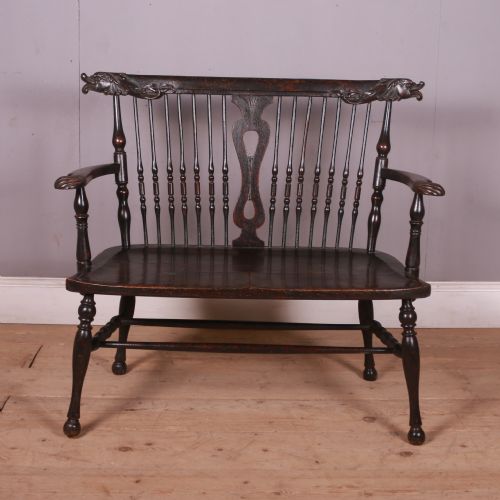 Painted English Carved Settle