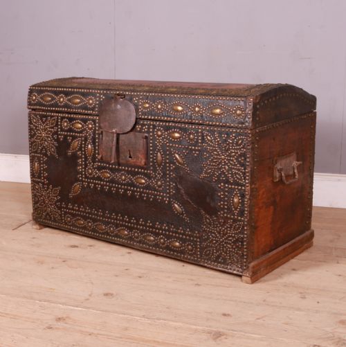 Studded Leather Travel Chest