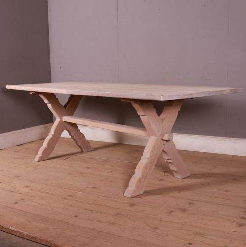 French Bleached Oak Trestle Table