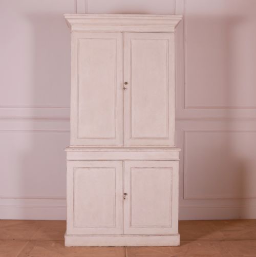 English Painted Pine Linen Cupboard