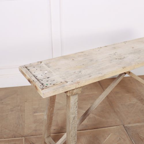 FRENCH BLEACHED OAK TRESTLE TABLE - ADDITIONAL PHOTO 1
