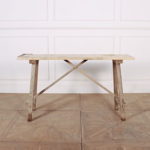 FRENCH BLEACHED OAK TRESTLE TABLE - ADDITIONAL PHOTO 3