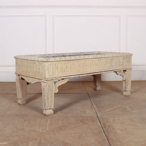 Carved and Bleached Oak Planter