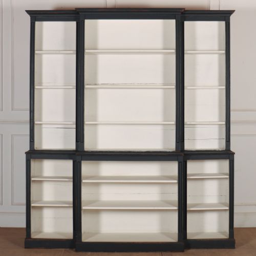 English Painted Breakfront Bookcase