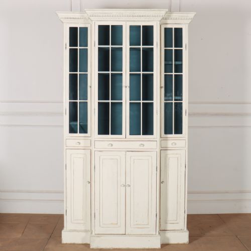 English Painted Breakfront Bookcase