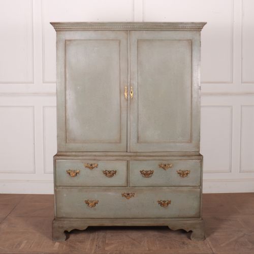 18th Century Painted Linen Cupboard