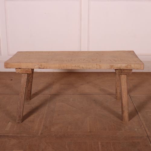 FRENCH SCRUBBED SYCAMORE AND ELM TRESTLE TABLE - ADDITIONAL PHOTO 1