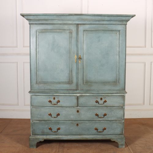 18th Century Painted Linen Cupboard