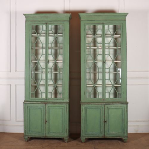 Pair of Narrow Painted Bookcases