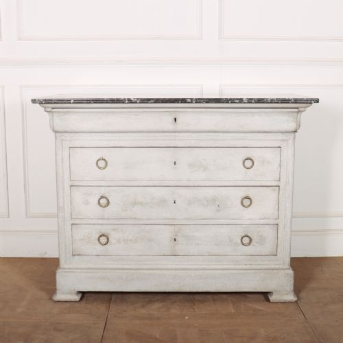 French Painted Marble Top Commode
