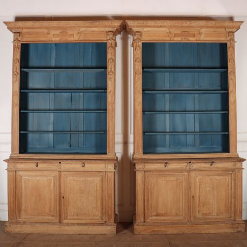 Pair of French Bleached Oak Bookcases