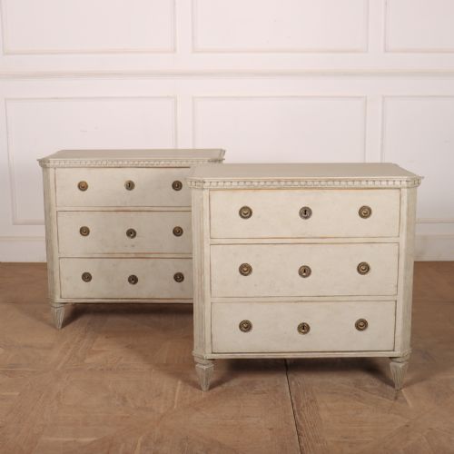Pair of Swedish Painted Commodes