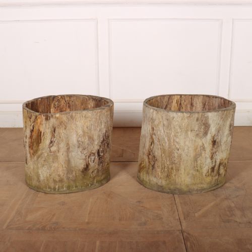 Pair of Dug Out Sycamore Planters