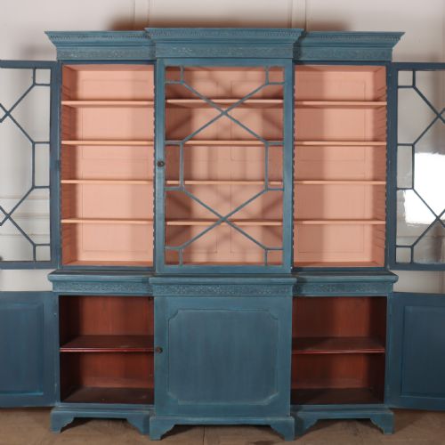 ENGLISH PAINTED BREAKFRONT BOOKCASE - ADDITIONAL PHOTO 9