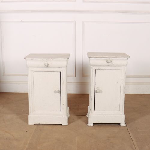 Pair of French Painted Bedside Cupboards