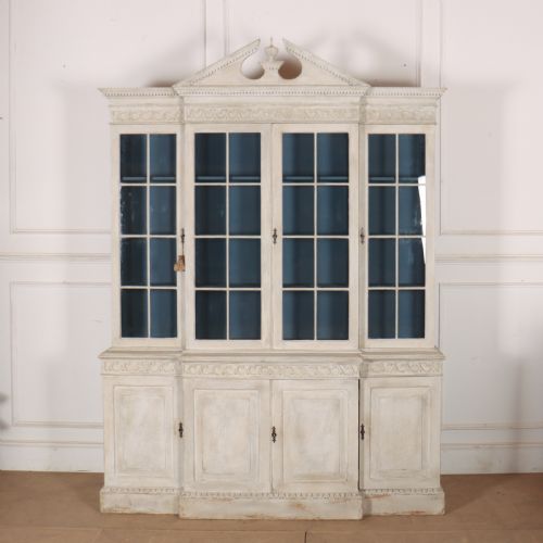English Painted Breakfront Bookcase
