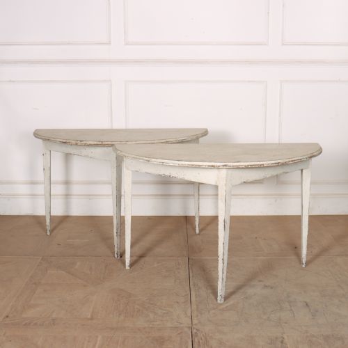 PAIR OF SWEDISH DEMILUNE CONSOLE TABLES