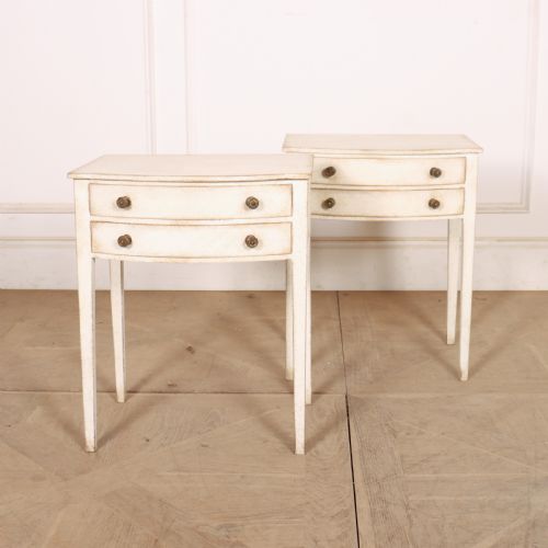 Pair of English Bow Fronted Lamp Tables