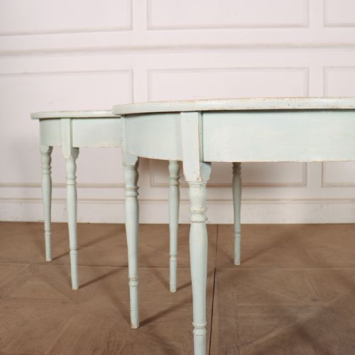 PAIR OF SWEDISH PAINTED DEMILUNE CONSOLE TABLES - ADDITIONAL PHOTO 4