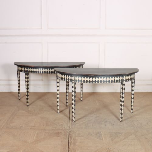 Pair of English Demi-lune Console Tables