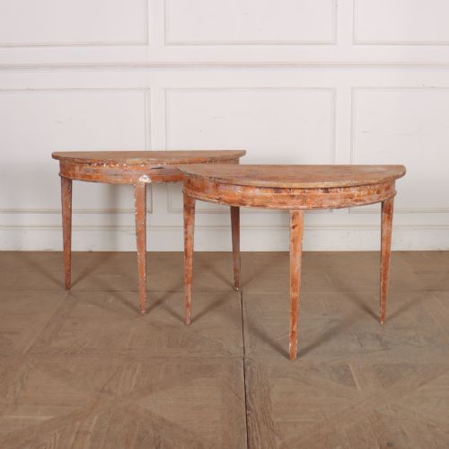 Pair of Swedish Demi-lune Console Tables