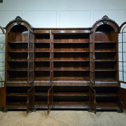 IMPRESSIVE GILLOWS CARVED MAHOGANY LIBRARY BOOKCASE - ADDITIONAL PHOTO 1