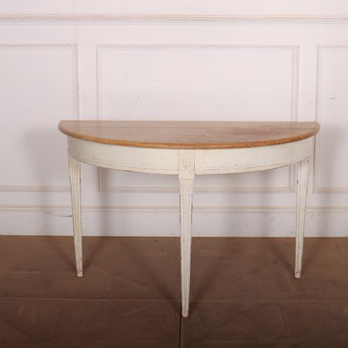 SWEDISH PAINTED DEMILUNE CONSOLE TABLE