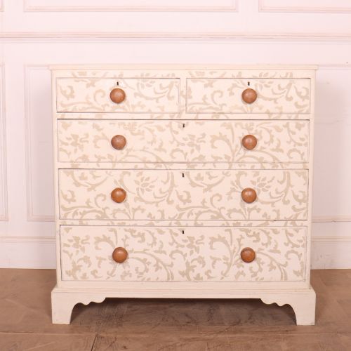 DECORATED 19TH C CHEST OF DRAWERS