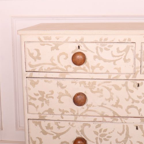 DECORATED 19TH C CHEST OF DRAWERS - ADDITIONAL PHOTO 1