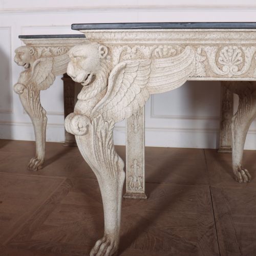 PAIR OF LARGE PAINTED CONSOLE TABLES - ADDITIONAL PHOTO 1