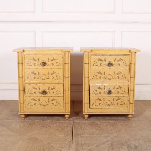 PAIR OF 19TH C FAUX BAMBOO BEDSIDE CABINETS