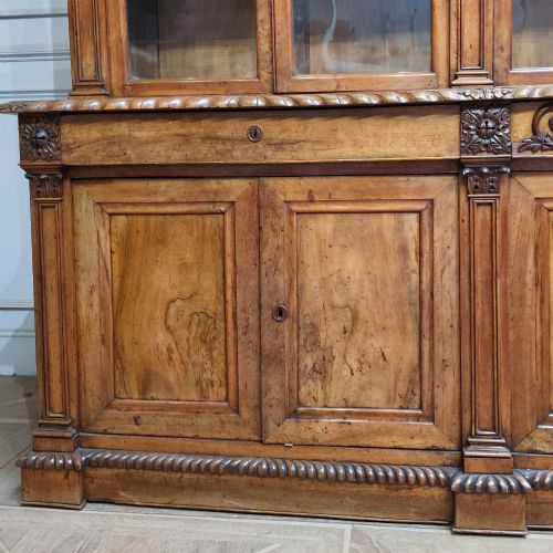 FRENCH WALNUT GLAZED KITCHEN DRESSER BOOKCASE - ADDITIONAL PHOTO 1
