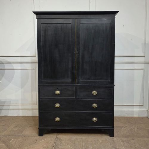English Ebonized Linen Cupboard