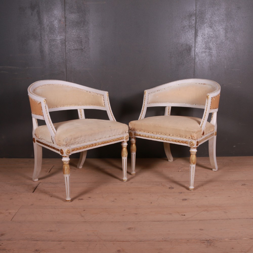 Pair of Swedish Empire Style Armchairs