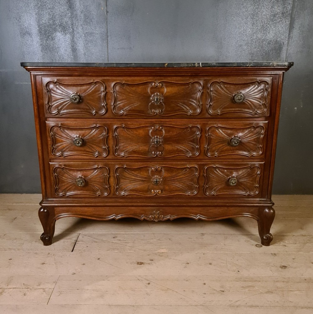 French Walnut Commode with Marble Top