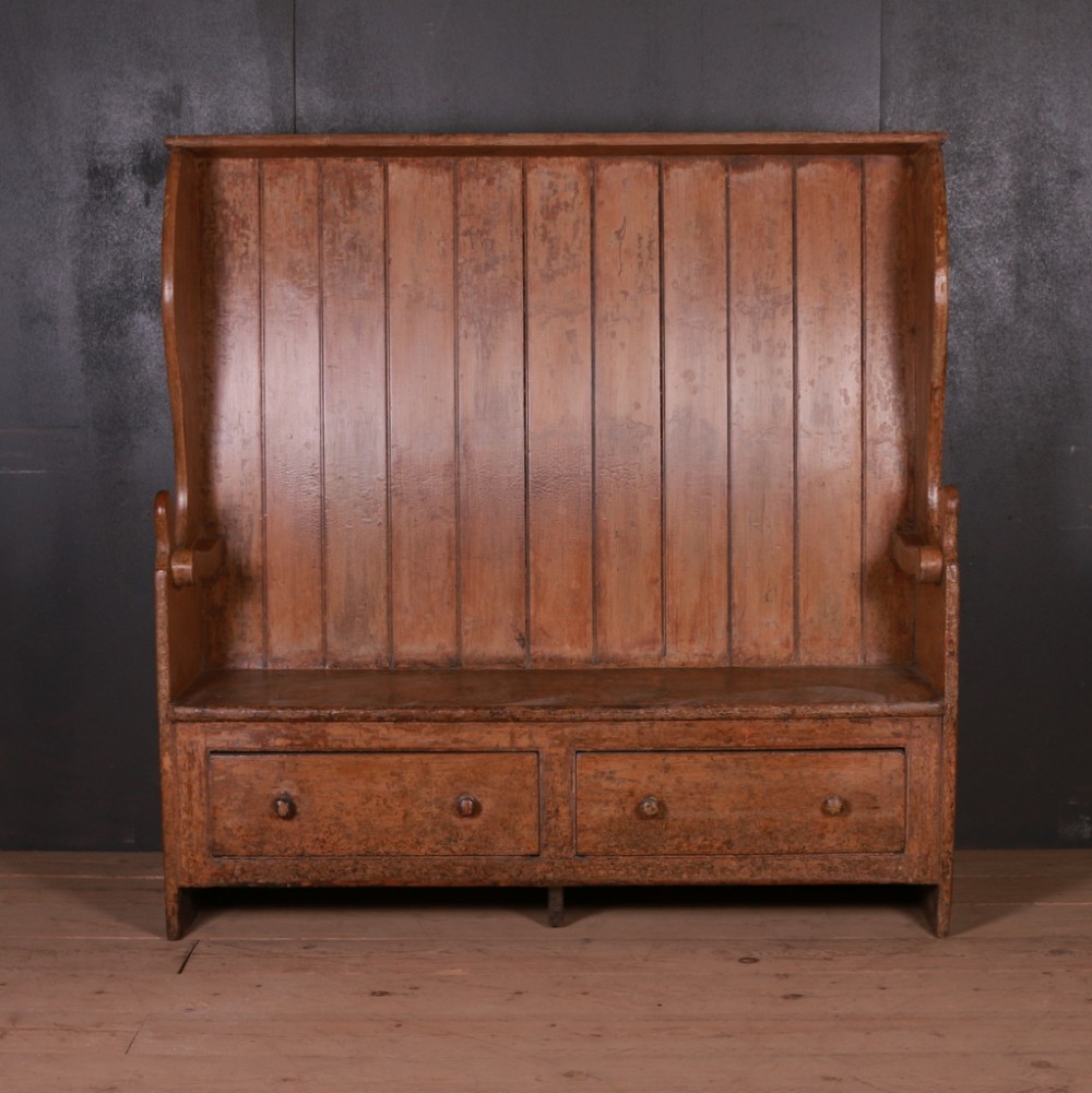 English Original Painted Tavern Settle