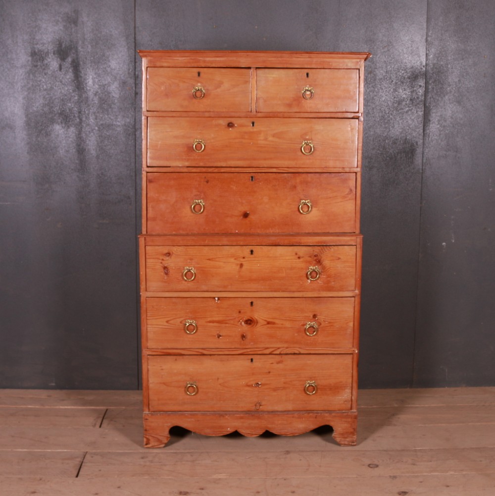English Pine Chest on Chest