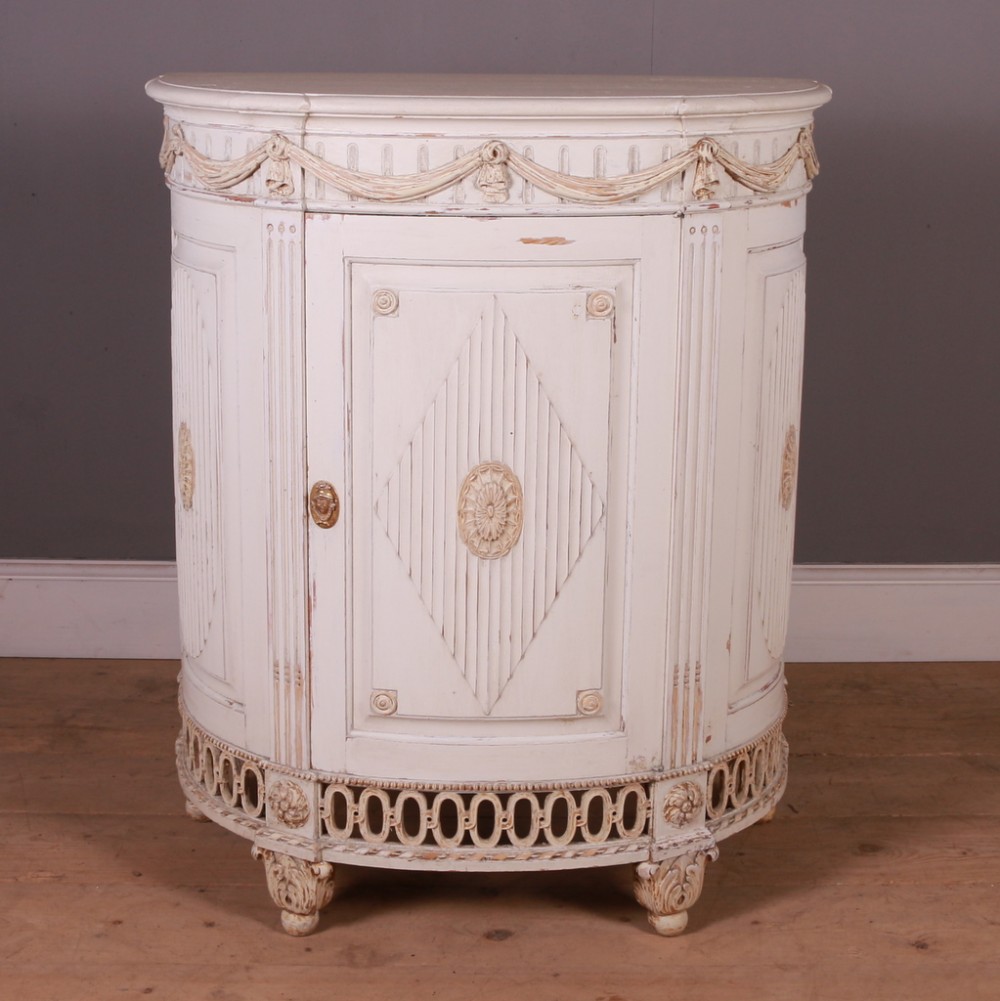 Swedish Carved Demi Lune Side Cabinet