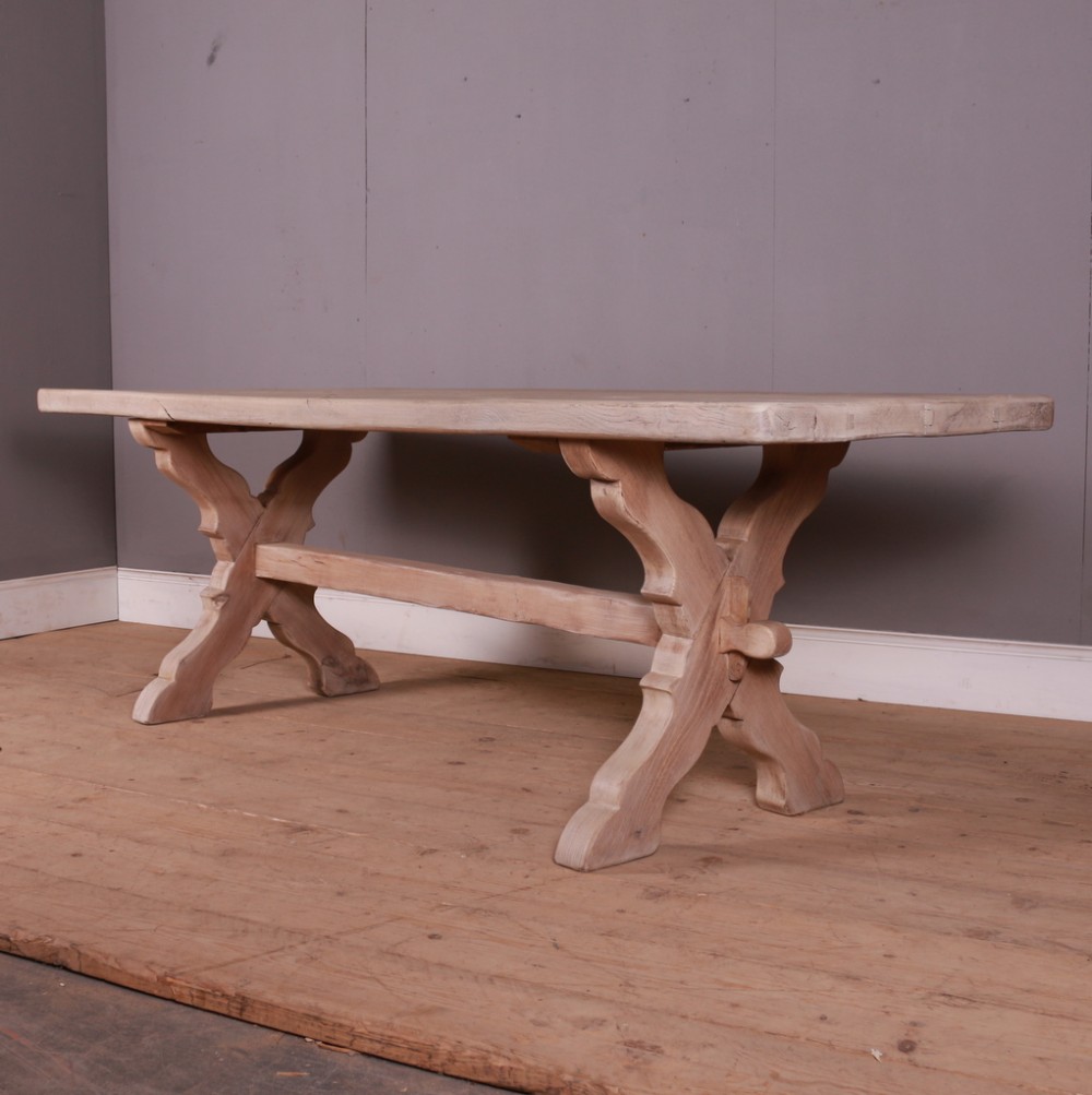 French Bleached Oak Trestle Table