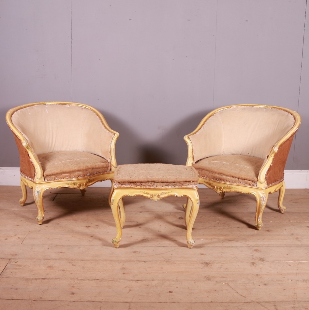 Pair of Venetian Armchairs and Stool