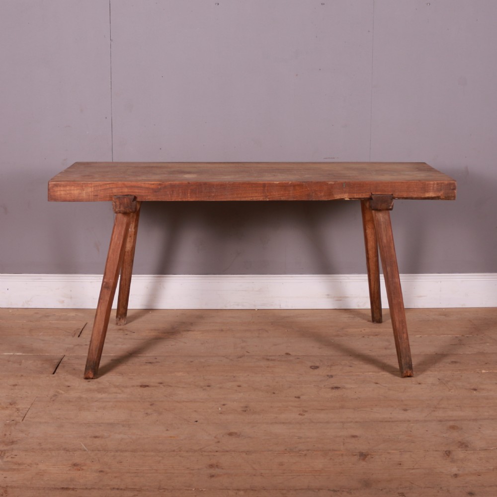 French Elm Topped Trestle Table