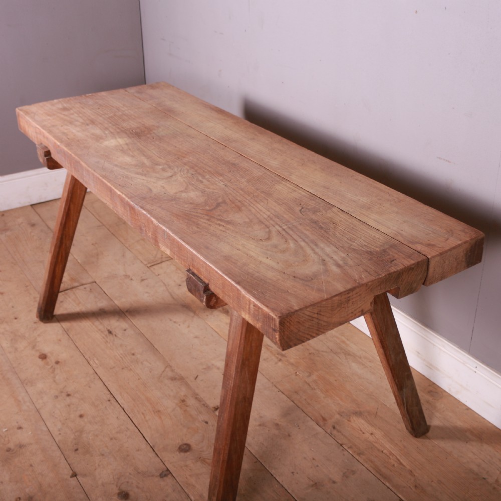 French Elm Topped Trestle Table View IV
