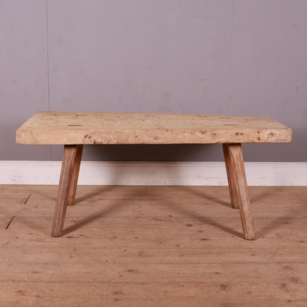 French Scrubbed Sycamore and Elm Trestle Table View II