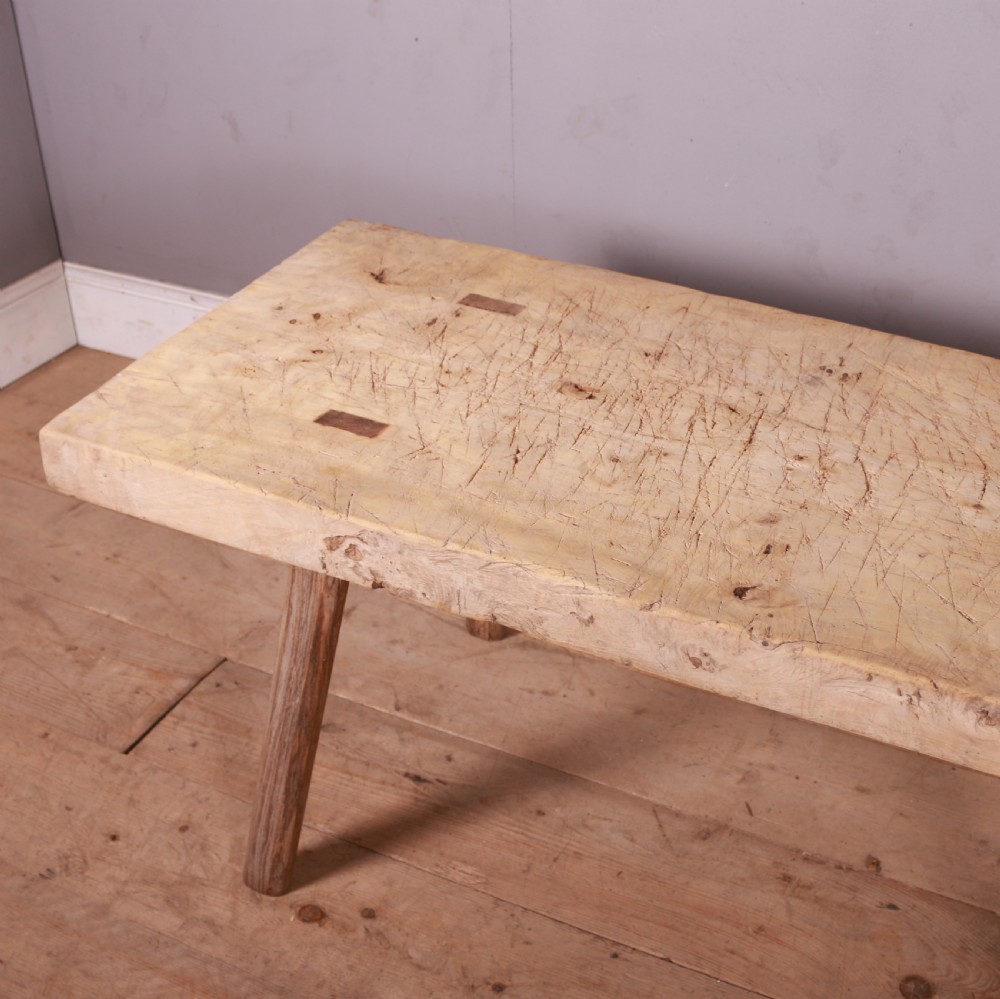 French Scrubbed Sycamore and Elm Trestle Table View III