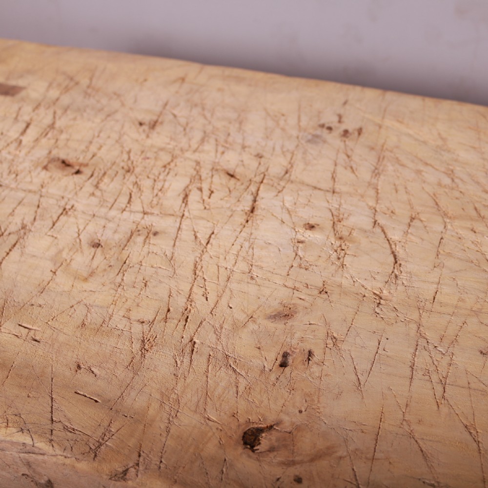French Scrubbed Sycamore and Elm Trestle Table View V