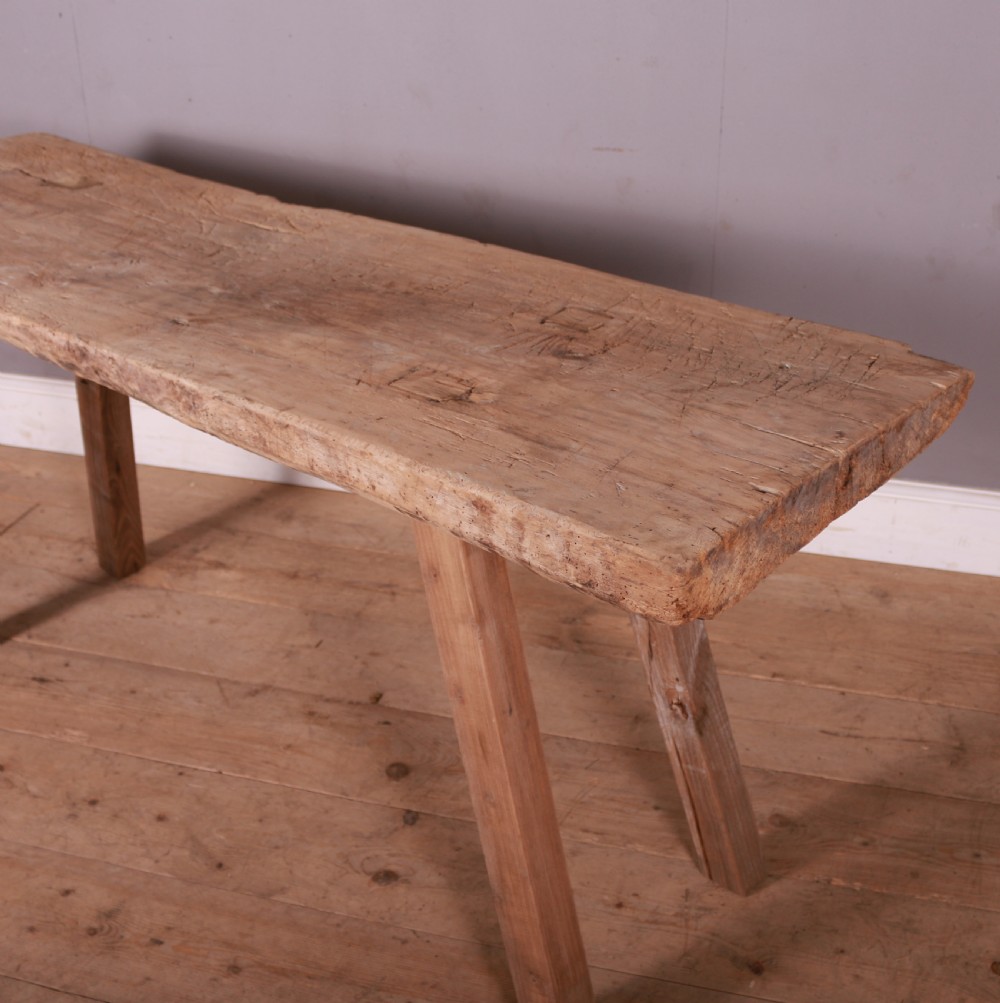 French Scrubbed Sycamore and Elm Trestle Table View II